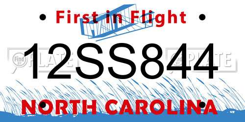 12SS844 North Carolina License Plate