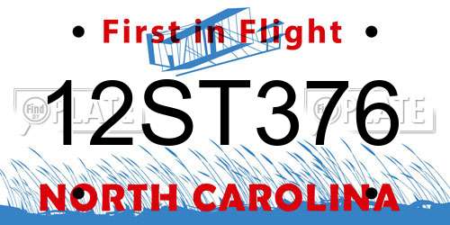 12ST376 North Carolina License Plate