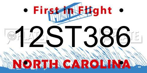 12ST386 North Carolina License Plate