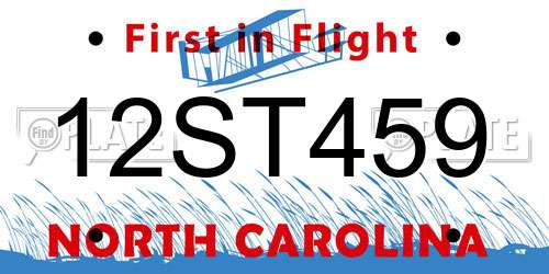 12ST459 North Carolina License Plate