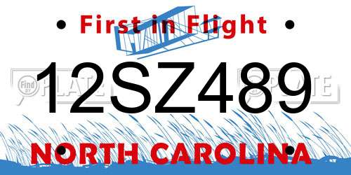 12SZ489 North Carolina License Plate