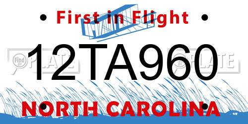 12TA960 North Carolina License Plate