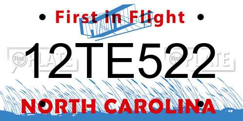 12TE522 North Carolina License Plate