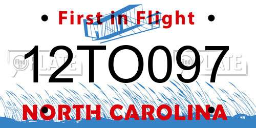 12TO097 North Carolina License Plate
