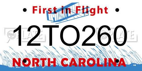 12TO260 North Carolina License Plate