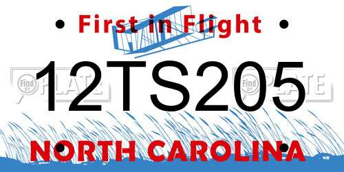 12TS205 North Carolina License Plate