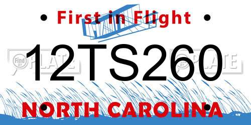 12TS260 North Carolina License Plate