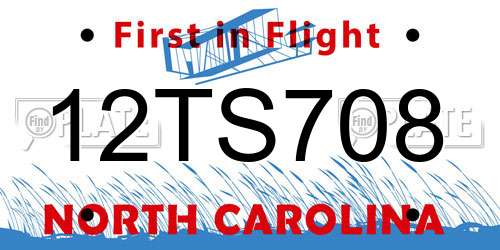 12TS708 North Carolina License Plate