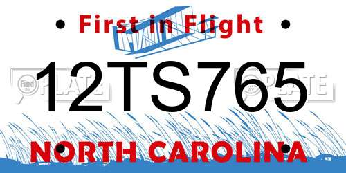 12TS765 North Carolina License Plate
