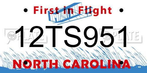 12TS951 North Carolina License Plate