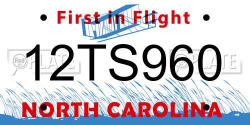 12TS960 North Carolina License Plate