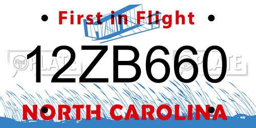12ZB660 North Carolina License Plate