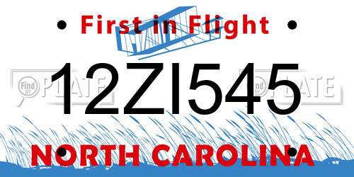 12ZI545 North Carolina License Plate