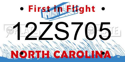 12ZS705 North Carolina License Plate