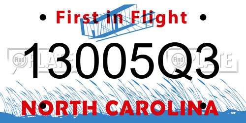 13005Q3 North Carolina License Plate