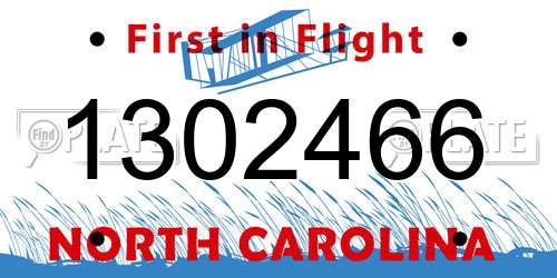 1302466 North Carolina License Plate