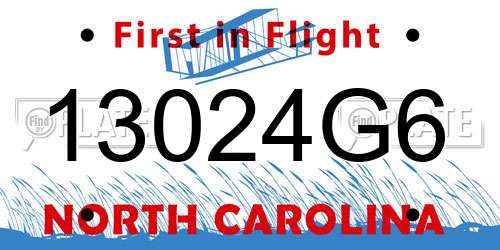13024G6 North Carolina License Plate