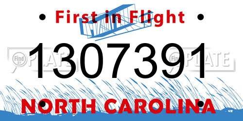 1307391 North Carolina License Plate