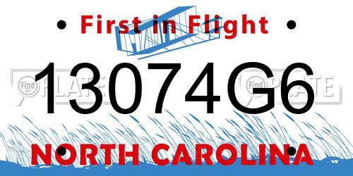 13074G6 North Carolina License Plate