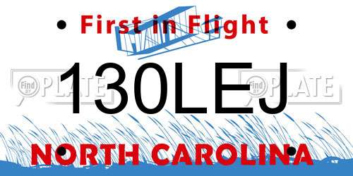 130LEJ North Carolina License Plate