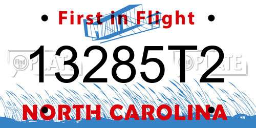 13285T2 North Carolina License Plate