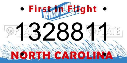 1328811 North Carolina License Plate