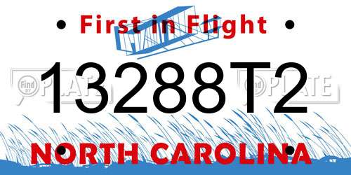 13288T2 North Carolina License Plate