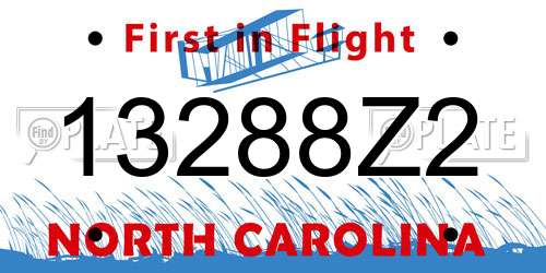 13288Z2 North Carolina License Plate