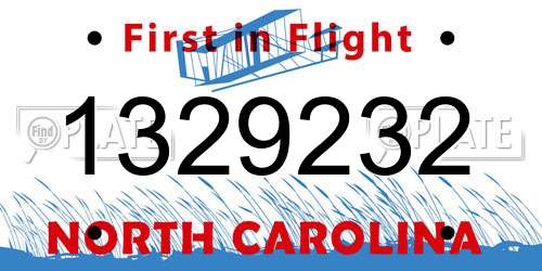 1329232 North Carolina License Plate