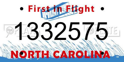 1332575 North Carolina License Plate