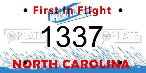 1337 North Carolina License Plate