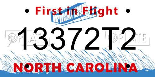 13372T2 North Carolina License Plate