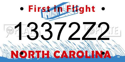 13372Z2 North Carolina License Plate