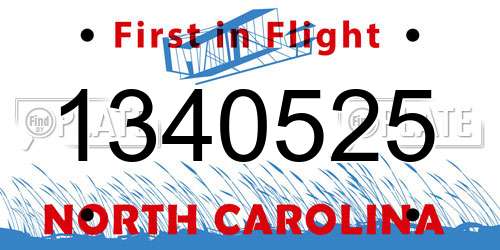 1340525 North Carolina License Plate