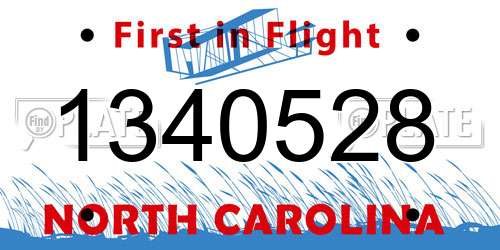 1340528 North Carolina License Plate