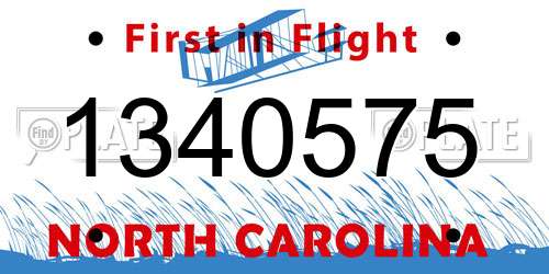 1340575 North Carolina License Plate