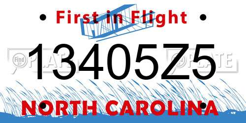 13405Z5 North Carolina License Plate