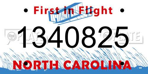 1340825 North Carolina License Plate