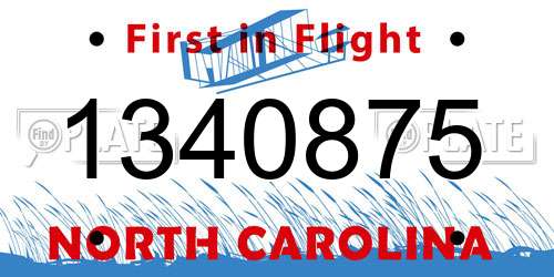 1340875 North Carolina License Plate