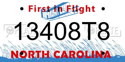13408T8 North Carolina License Plate