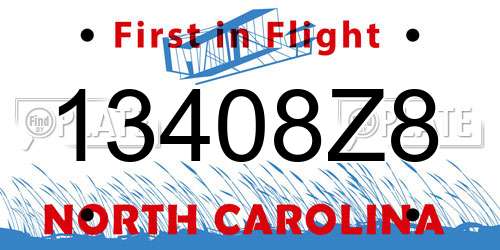 13408Z8 North Carolina License Plate