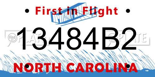 13484B2 North Carolina License Plate