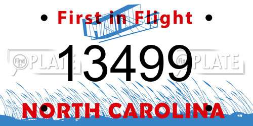 13499 North Carolina License Plate