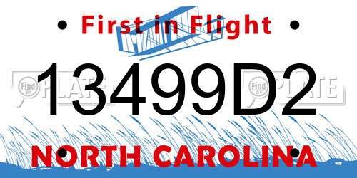 13499D2 North Carolina License Plate
