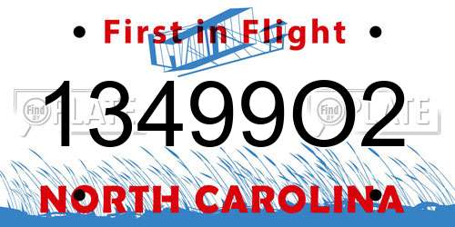 13499O2 North Carolina License Plate