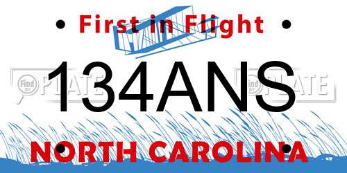 134ANS North Carolina License Plate