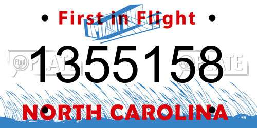 1355158 North Carolina License Plate