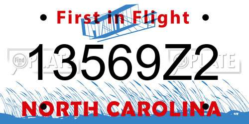 13569Z2 North Carolina License Plate