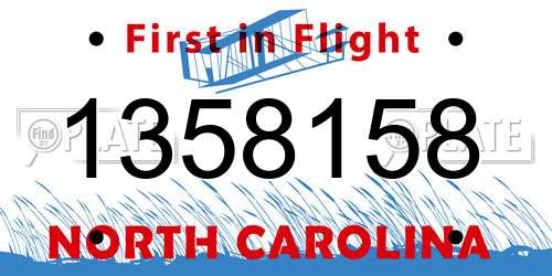 1358158 North Carolina License Plate