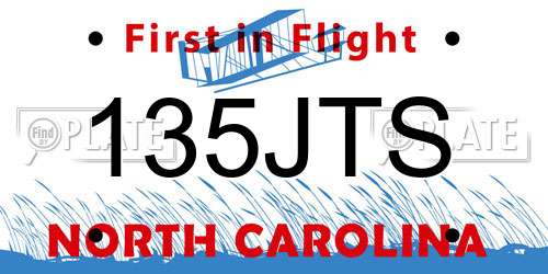 135JTS North Carolina License Plate